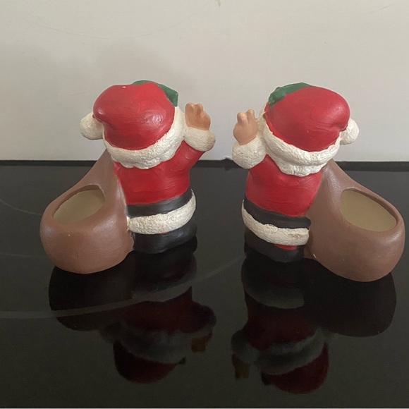 VINTAGE pair HANDMADE CERAMIC Winking SANTA CLAUS Candlesticks - Picture 6 of 10